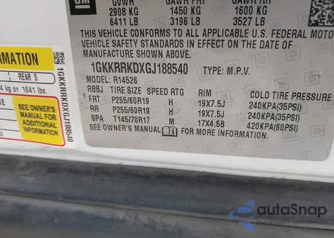 2016 GMC Acadia Slt-1 из США, поврежденный, VIN 1GKKRRKDXGJ188540